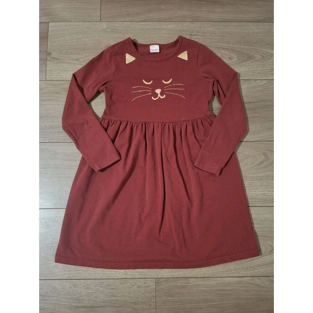 Hanna Andersson Girls Long Sleeve Cat Character Dress Size 140 Girls 10
